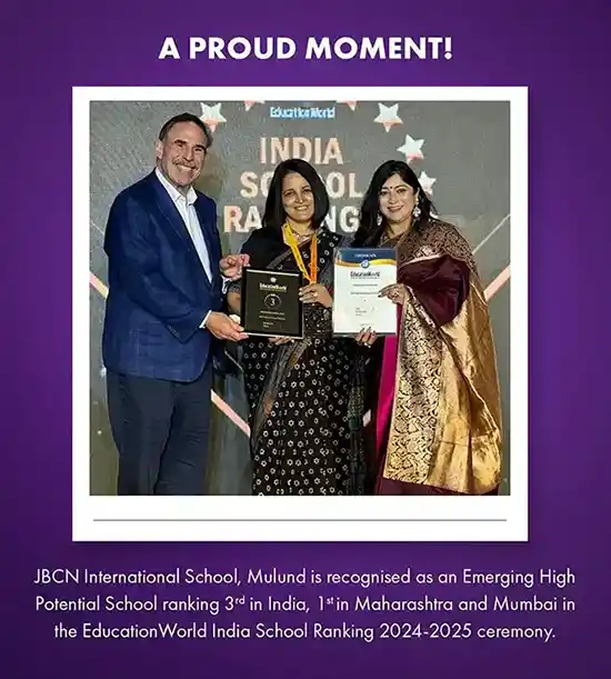JBCN International School, Mulund recognized as the top emerging school in India